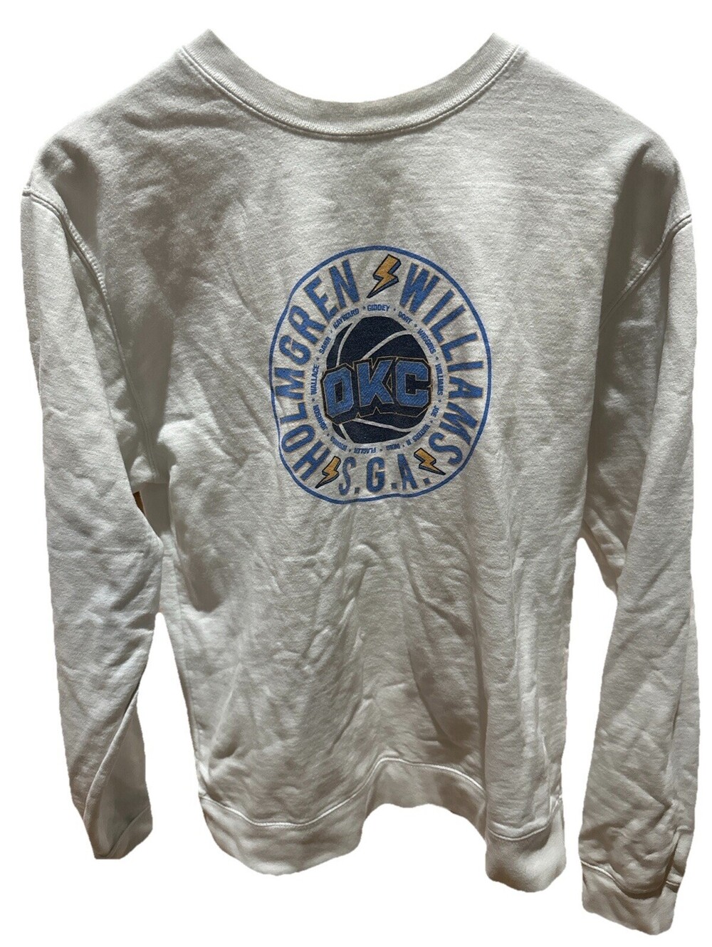 OKC Thunder Sweatshirt Womens S/M White Graphic Crewneck NBA Oklahoma City